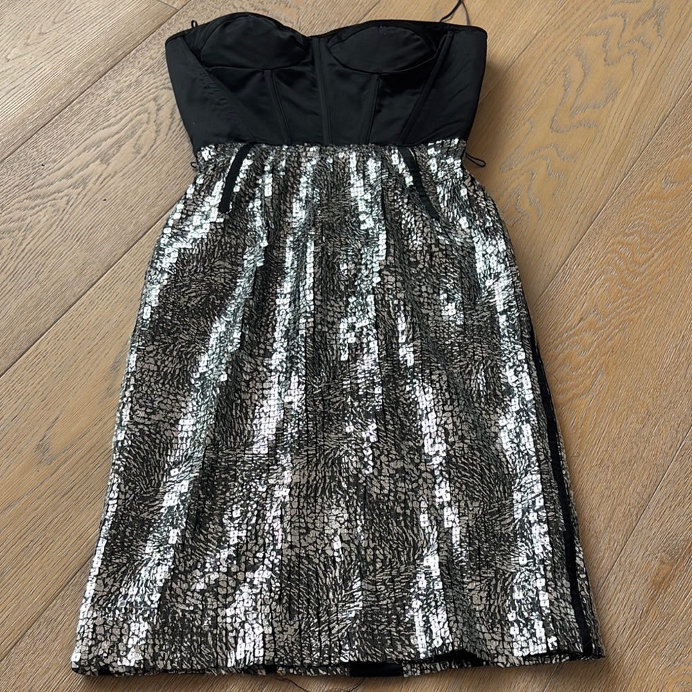 Elegant Black and Silver Strapless Dress